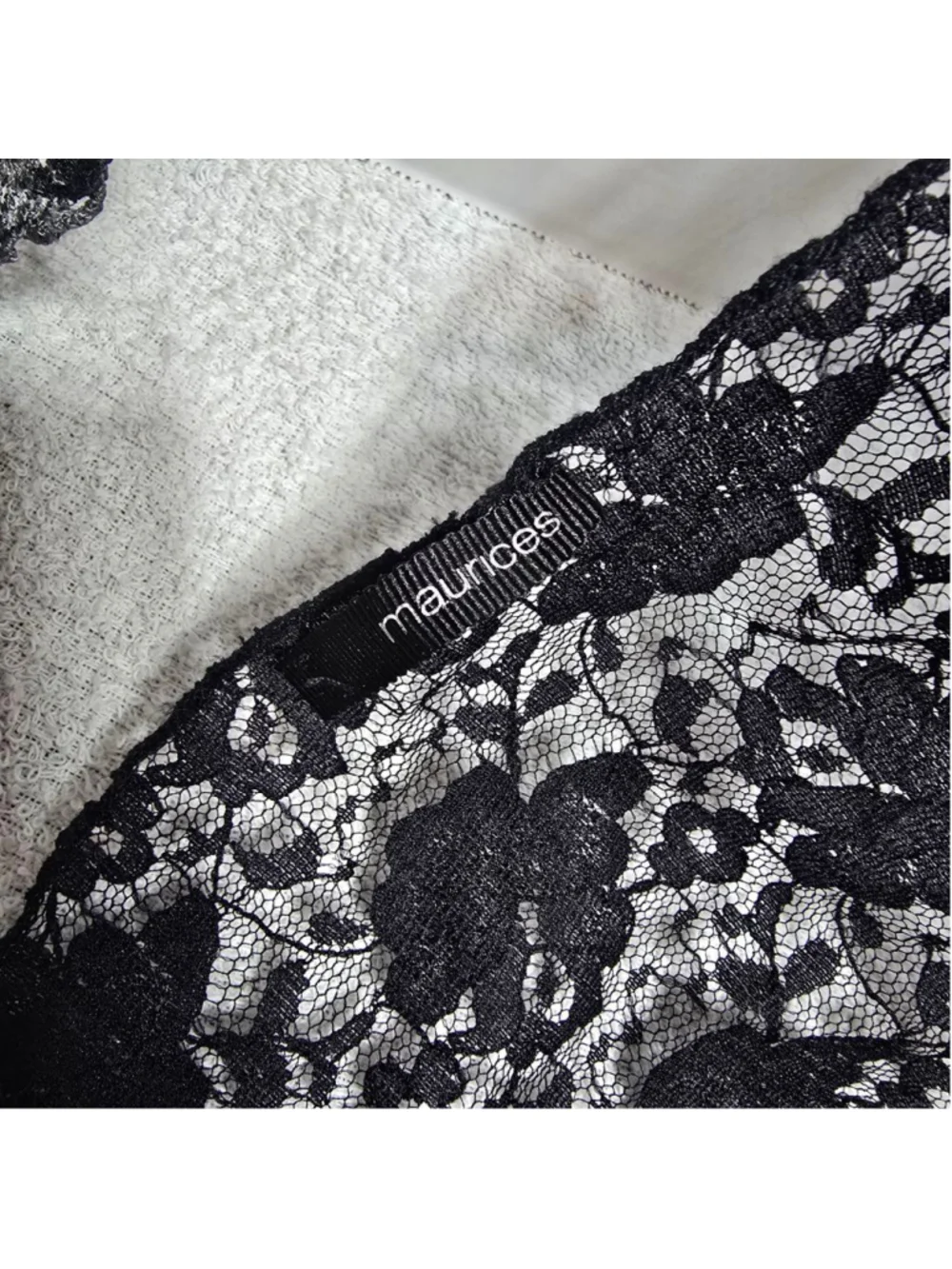 Women's Maurices Black Lace Fringe Scarf One Size